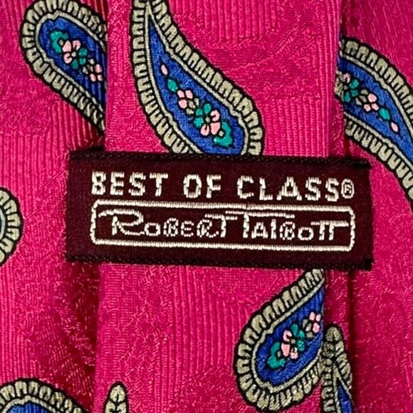 Robert Talbott Best of Class Silk Necktie Pink Paisley Made in USA 59” - Picture 4 of 7